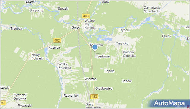 mapa Rzędowie, Rzędowie na mapie Targeo